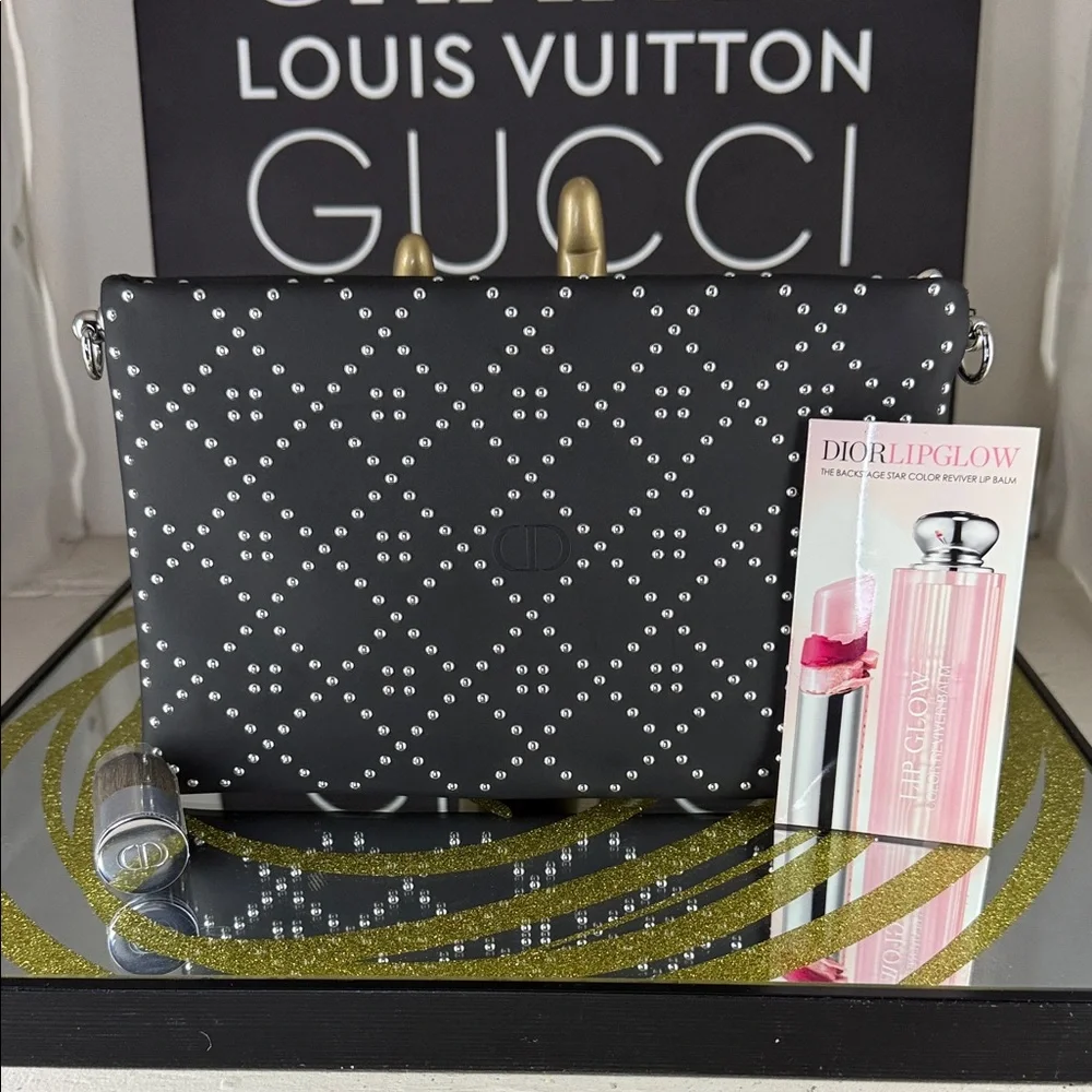 Dior Black Studded Handbag with Silver Details - Picture 2 of 5